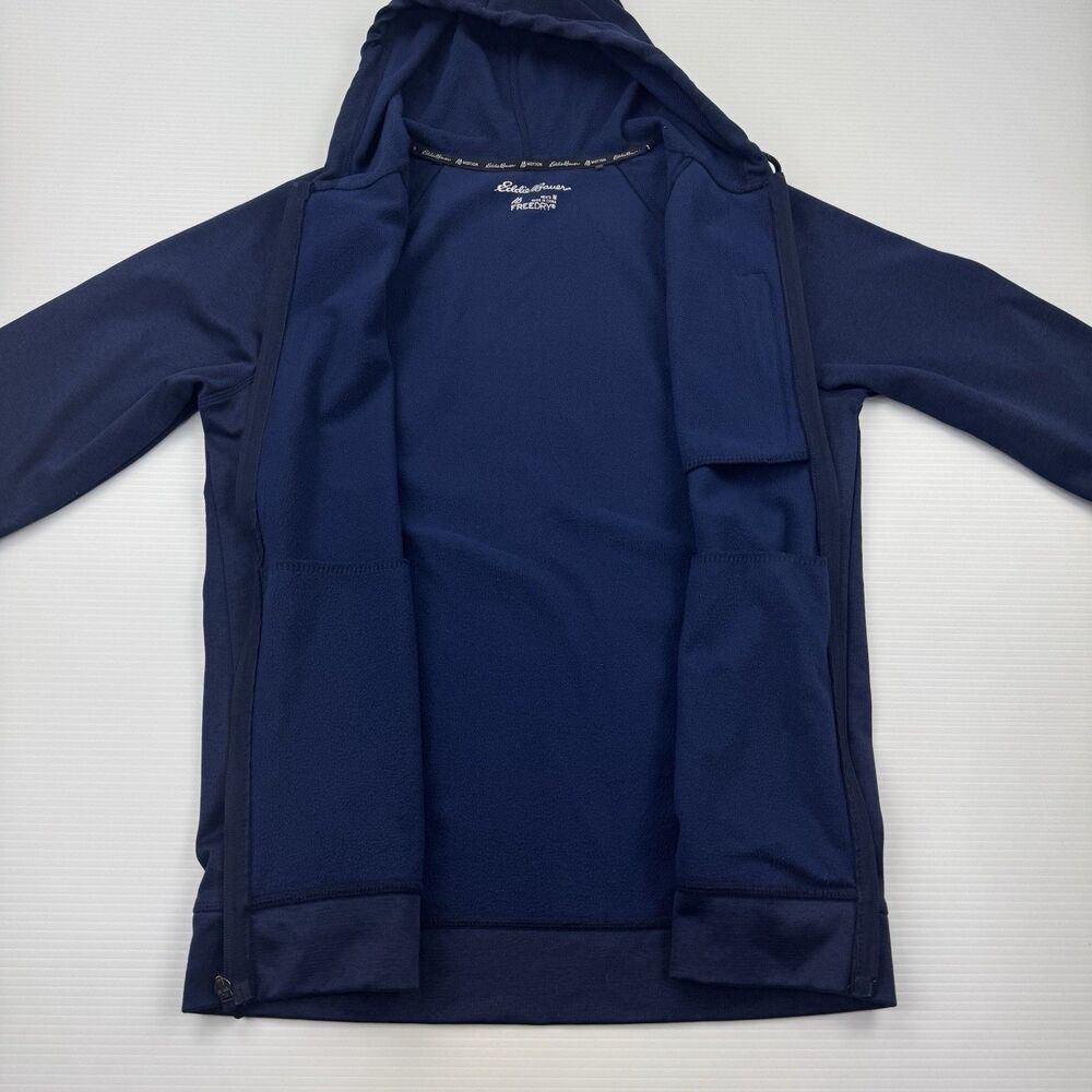 Eddie Bauer Full Zip Hoodie Mens M Navy FreeDry Motion Fleece Jacket - Picture 6 of 9